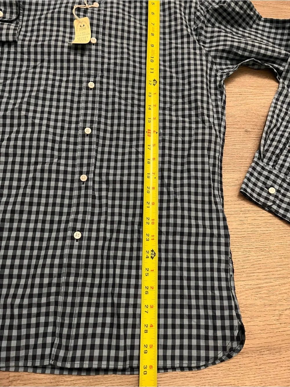 J. Crew Slim Blue Navy Gingham Button-Down Shirt Secret Wash Long Sleeve